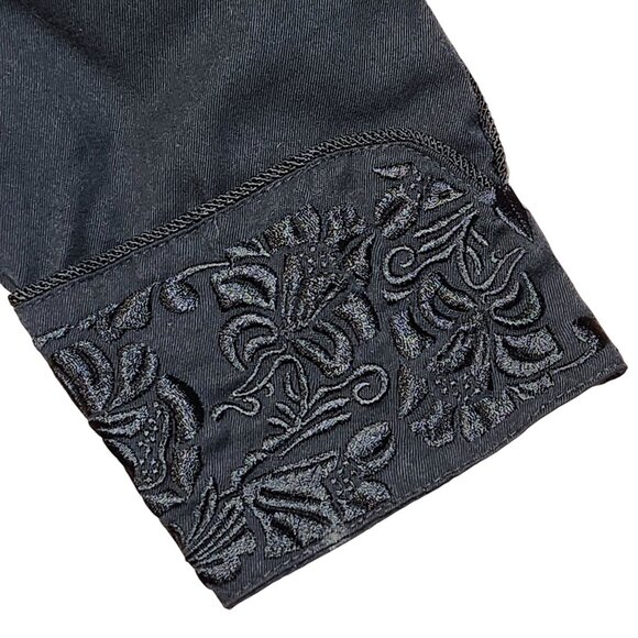 Scully Western Embroidered Flora Flowers Black Button-Up Shirt Medium - Picture 14 of 16